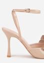 Beżowe Lakierowane Sandały z Kokardkami Orimoni