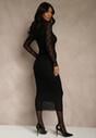 Czarny Komplet z Koronki Ołówkowa Spódnica i Longsleeve Off Shoulder Nerinaera