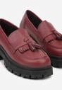 Bordowe Mokasyny na Platformie Ozdobione Frędzlami Sewrisa