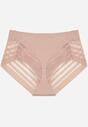 Różowe Siateczkowe Majtki Figi High Waist z Koronkowymi Zdobieniami Heylih