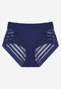 Granatowe Siateczkowe Majtki Figi High Waist z Koronkowymi Zdobieniami Heylih