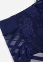 Granatowe Siateczkowe Majtki Figi High Waist z Koronkowymi Zdobieniami Heylih