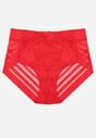 Czerwone Siateczkowe Majtki Figi High Waist z Koronkowymi Zdobieniami Heylih