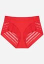 Czerwone Siateczkowe Majtki Figi High Waist z Koronkowymi Zdobieniami Heylih