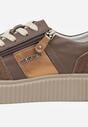 Brązowe Sneakersy ze Skóry Naturalnej z Metalicznym Zdobieniem Zorentee