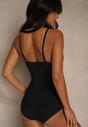 Czarne Modelujące Body Bieliźniane z Głębokim Dekoltem Elinraya