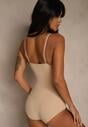Beżowe Modelujące Body Bieliźniane z Głębokim Dekoltem Elinraya