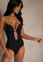 Czarne Body Bieliźniane do Sukienek i Bluzek Bez Pleców i z Głębokim Dekoltem Dorealina