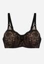 Czarno-Beżowy Koronkowy Biustonosz Ozdobiony Przezroczystą Wstawką Acalinai