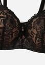 Czarno-Beżowy Koronkowy Biustonosz Ozdobiony Przezroczystą Wstawką Acalinai