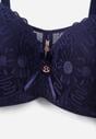 Granatowy Koronkowy Biustonosz Ozdobiony Przezroczystą Wstawką Acalinai