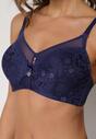 Granatowy Koronkowy Biustonosz Ozdobiony Przezroczystą Wstawką Acalinai