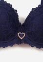 Granatowy Koronkowy Biustonosz Ozdobiony Cyrkoniowym Sercem Bothilei