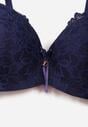 Granatowy Biustonosz Ozdobiony Koronką i Kokardką Aqiany