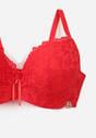 Czerwony Biustonosz Ozdobiony Koronką i Kokardką Aqiany