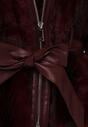 Bordowa Kurtka Futerko z Paskiem z Imitacji Skóry Zdobiona Klamerkami Jynlisa