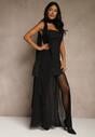 Czarna Wieczorowa Sukienka Bandeau z Dodatkowym Szalem Meridvia