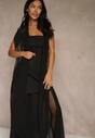 Czarna Wieczorowa Sukienka Bandeau z Dodatkowym Szalem Meridvia