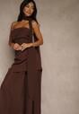 Brązowa Wieczorowa Sukienka Bandeau z Dodatkowym Szalem Meridvia