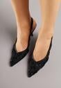 Czarne Sandały na Szpilce Typu Slingback z Cekinami Resseris