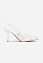 Białe Sandały na Szpilce Typu Slingback z Cekinami Resseris