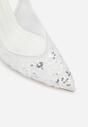 Białe Sandały na Szpilce Typu Slingback z Cekinami Resseris