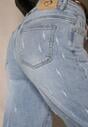 Niebieskie Jeansy z Bawełny o Szerokim Kroju High Waist Ozdobione Przetarciami Feless