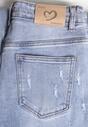 Niebieskie Jeansy z Bawełny o Szerokim Kroju High Waist Ozdobione Przetarciami Feless