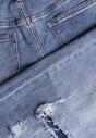 Niebieskie Jeansy z Bawełny High Waist z Przetarciami i Dziurą Lisis