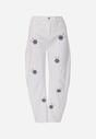 Białe Jeansy Balloon High Waist z Kwiatowym Haftem Irolyn