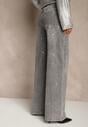 Szare Jeansy High Waist Wide Leg ze Świecącymi Drobinkami Luiza