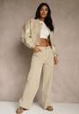 Beżowe Jeansy High Waist Wide Leg Meorise
