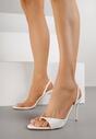 Białe Sandały na Szpilce z Przezroczystymi Elementami Xilxaris