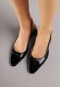 Czarne Sandały Slingback na Klocku z Lakierowanym Noskiem Iphisania