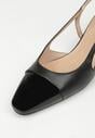 Czarne Sandały Slingback na Klocku z Lakierowanym Noskiem Iphisania