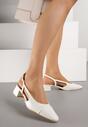 Białe Sandały Slingback na Klocku z Lakierowanym Noskiem Iphisania