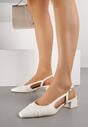 Białe Sandały Slingback na Klocku z Lakierowanym Noskiem Iphisania