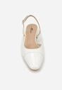 Białe Sandały Slingback na Klocku z Lakierowanym Noskiem Iphisania