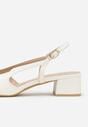 Białe Sandały Slingback na Klocku z Lakierowanym Noskiem Iphisania