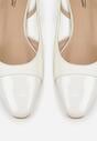 Białe Sandały Slingback na Klocku z Lakierowanym Noskiem Iphisania
