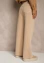 Beżowe Jeansy High Waist Wide Leg z Surowo Zakończonymi Nogawkami Rhelnell