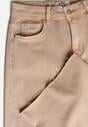 Beżowe Jeansy High Waist Wide Leg z Surowo Zakończonymi Nogawkami Rhelnell