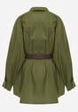 Zielona Bawełniano-Wiskozowa Koszula o Długim Kroju Oversize z Paskiem Tethys