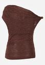 Brązowa Asymetryczna Bluzka z Koronki na Jedno Ramię Olitheilise