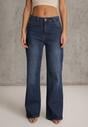 Niebieskie Jeansy Wide Leg Regular Waist z Bawełną i Domieszką Wiskozy Petocea