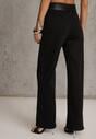 Czarne Szerokie Spodnie High Waist z Bawełny Rhethyphe