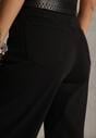 Czarne Szerokie Spodnie High Waist z Bawełny Rhethyphe