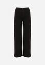 Czarne Szerokie Spodnie High Waist z Bawełny Rhethyphe