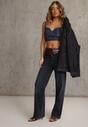 Niebieskie Jeansy z Bawełną o Kroju High Waist Straight Leg Rhaenithe