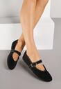 Czarne Balerinki Mary Jane z Klamrą Zaurg